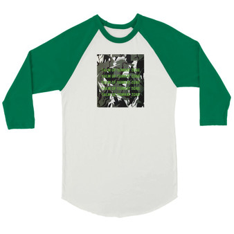 Unisex 3/4 sleeve Raglan T-shirt_White & Kelly_Limited Edition