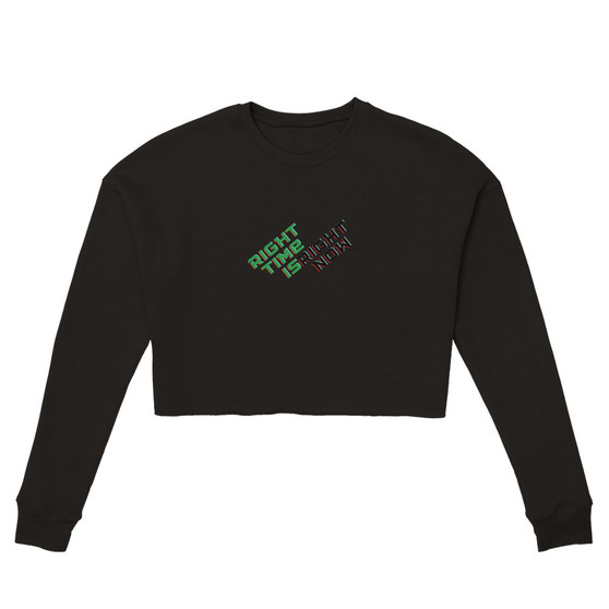 Women's Cropped Sweatshirt | Bella + Canvas 7503_Black & Green_Limited Edition