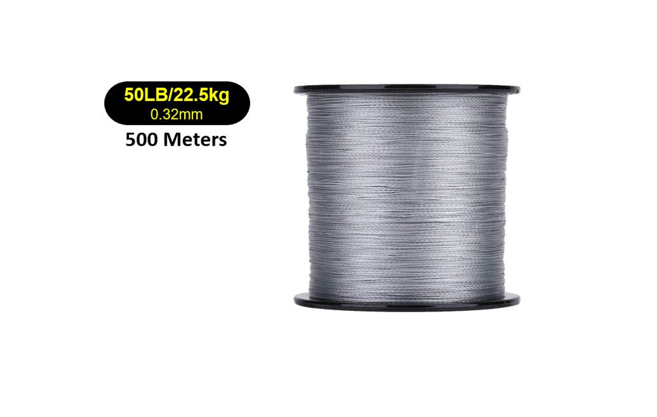 GREY 50lb 500m Braid PE Braided Fishing Line Spool Roll Extreme