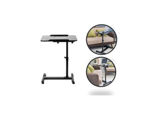 Dark Brown 360 Adjustable Overbed Bedside Table wheels Laptop PC Stand