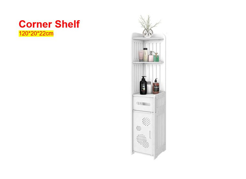 TALL Corner Storage Shelf Bathroom Cabinet Toilet Vanity Organizer Holder