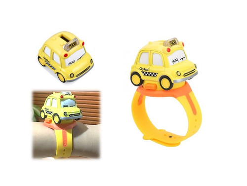 YELLOW Kid Digital Watch Toy Car LED Light Sound Effects TAXI