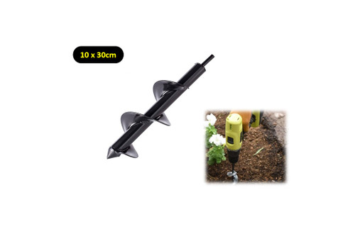 10 x 30cm Garden Auger Drill Bit Garden Auger Spiral Drill Bit Planter