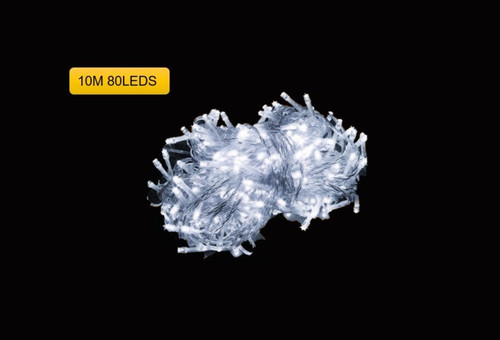 WHITE 80LED 10M Battery Powered Fairy Lights Party String Light Decor