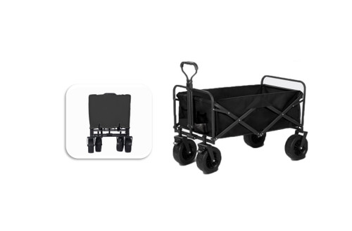 Black Collapsible Wagon All Terrain Beach Cart Picnic Trolley Folding Bag