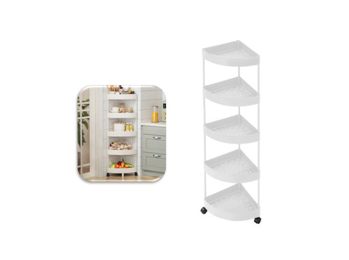 5 Tiers Corner Trolley Mobile Utility Cart Storage Organizer Caster Kitchen 5 Tiers Corner Trolley Mobile Utility Cart Storage Organizer Caster Kitchen