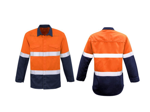 Medium  Cotton Drill Jacket Orange Hi Vis Hooped Taped Spliced Shirt