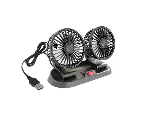 USB 12V Twin Head Air Fans Portable Car Fan Cooling Truck Air Circulation