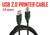5.0m USB 2.0 Printer Cable HP Cannon Epson Dell Brother Lead Cord  Label