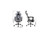 BLACK Cushion Office Chair With Footrest Adjustable Headrest Gaming Swivel