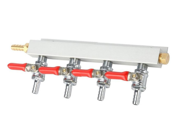 4 Way Gas Manifold CO2 Splitter Distributor With Valve Gas Line Keg Setup