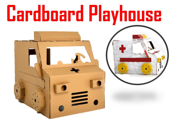 AMBULANCE CAR HOUSE Corrugated cardboard house playhouse play tent