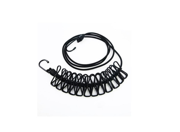 1.9M Portable Elastic Laundry Washing Clothes Line Camping Travel Clips Peg