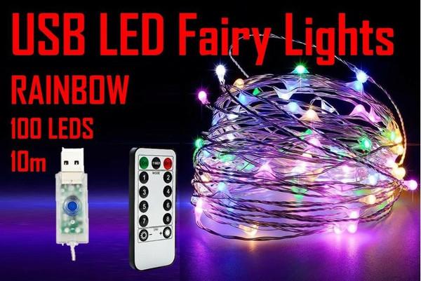 RAINBOW 100 LED 10M USB Powered Seed Fairy Lights Xmas Party Room Decor RAINBOW 100 LED 10M USB Powered Seed Fairy Lights Xmas Party Room Decor