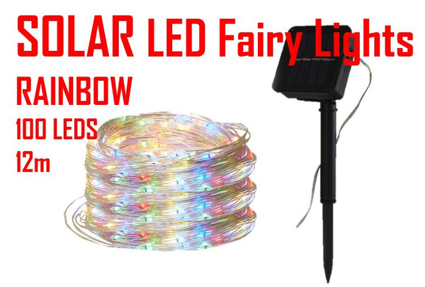 RAINBOW 100 LED 12M Solar Powered Seed Fairy Lights Xmas Decor 8 functions RAINBOW 100 LED 12M Solar Powered Seed Fairy Lights Xmas Decor 8 functions