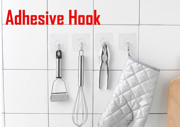 4pcs Clear Stainless Steel Wall Hook Self Adhesive Hooks Waterproof