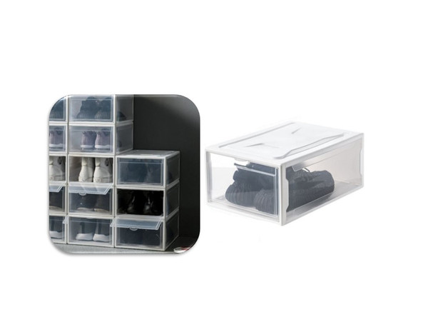 SMALL Shoe Box Stackable Clear Door Dustproof Shoes Storage Rack Organizer