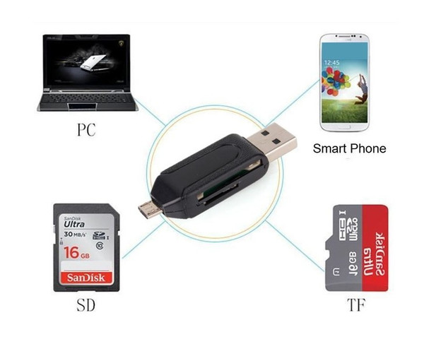 2 in 1 Android OTG SD USB Flash Drive Micro SD Card Reader Adapter Phone PC