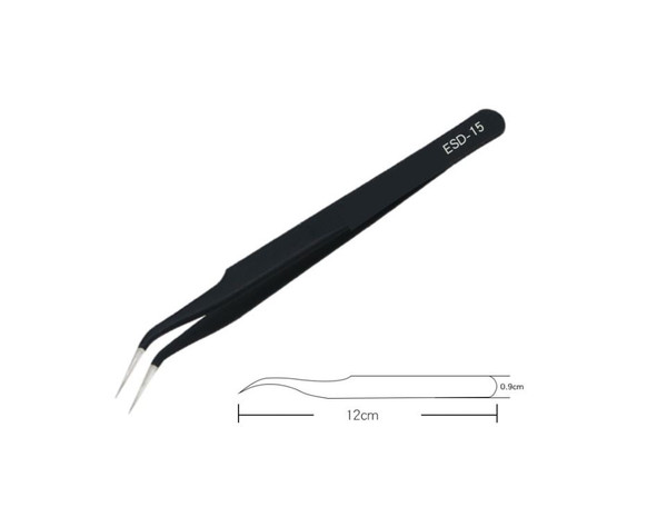 Curved Tweezers Anti-static Stainless Tweezers Precision Fine Tips ESD-15