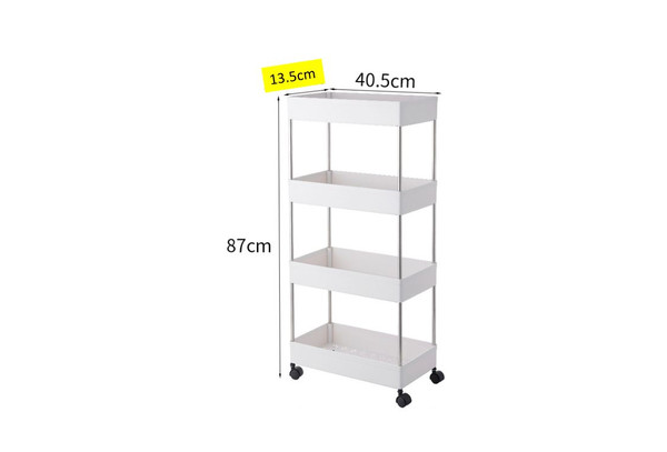 13.5cm 4 Tier Kitchen Trolley Mobile Utility Cart Storage Organizer Caster