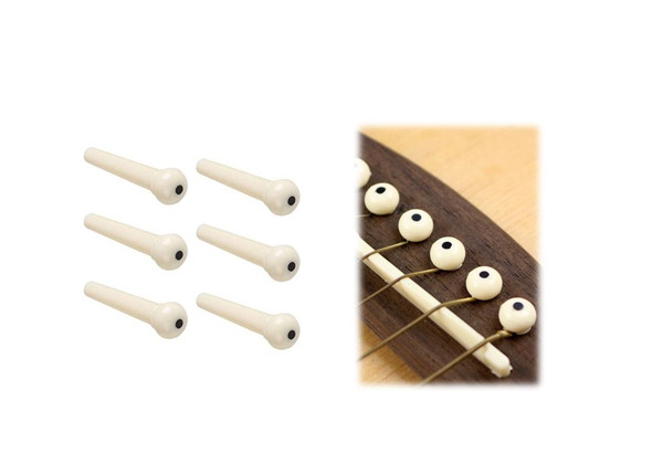 6pc IVORY Plastic Acoustic Guitar Bridge Pins String Peg Parts Replacement