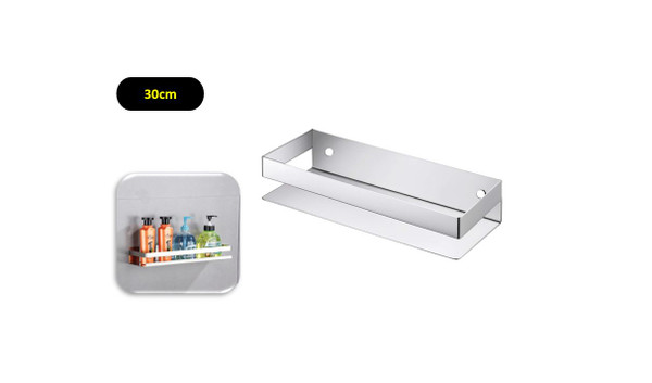 30cm Stainlesss Shelf Adhesive Caddy Basket Storage Hanging Organiser