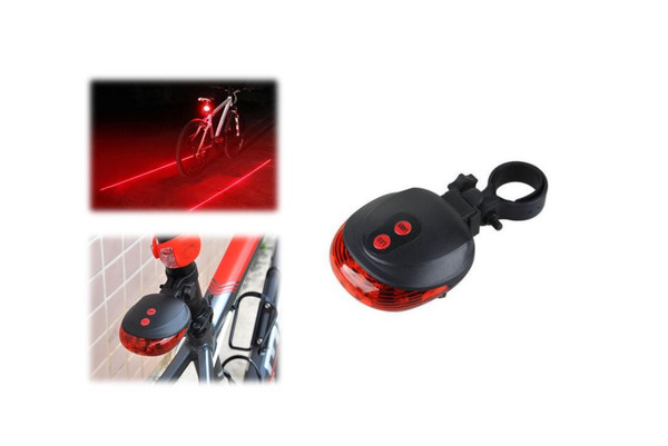 5 LED Bike Tail + Floor Laser Safety Light Cycling Bicycle Warning Night