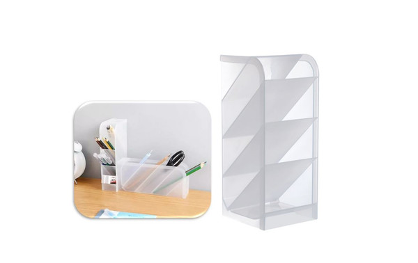 3 Grid Pen Organizers Desk DIY Pen Holder Box Stationary Storage Rack