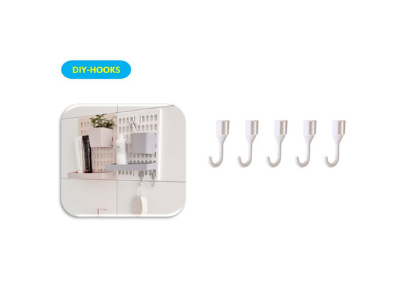 DIY-HOOK 5pcs Hooks Adjustable Adhesive Wall Shelf Storage Organizer Rack