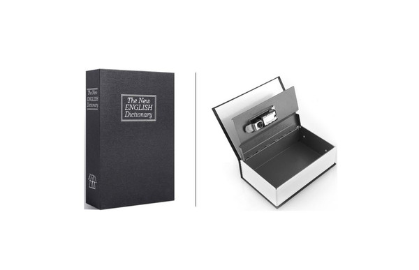 BLACK Book Safe with Combination Lock Dictionary Book Portable Safe Box