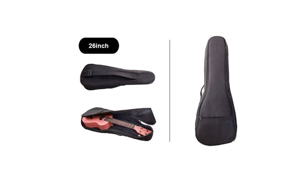 26inch Ukulele Case Soft Cushioned Backpack Case Pocket Organizer Bag