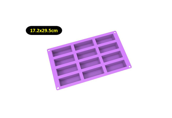 12 Cavity Rectangel Silicone Mould Cake Pan Mold Baking Cake Soap Brownies