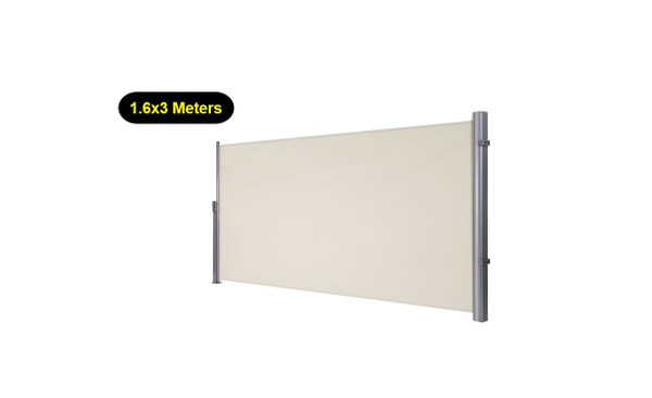 Beige 1.6X3M Retractable Side Awning Fence Screen Sun Shade Wind Screen