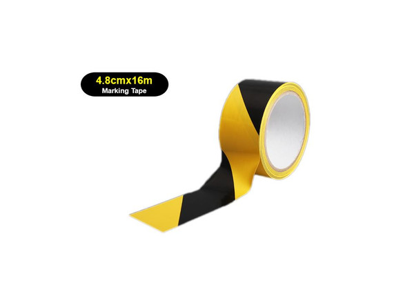 48mm x 16m Safety Marking Tape Hazard Caution Self Adhesive Black Yellow