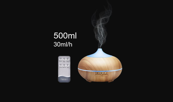 500ml NATURE WOOD Remote Aromatherapy Air Purifier Aroma Diffuser Nightligh