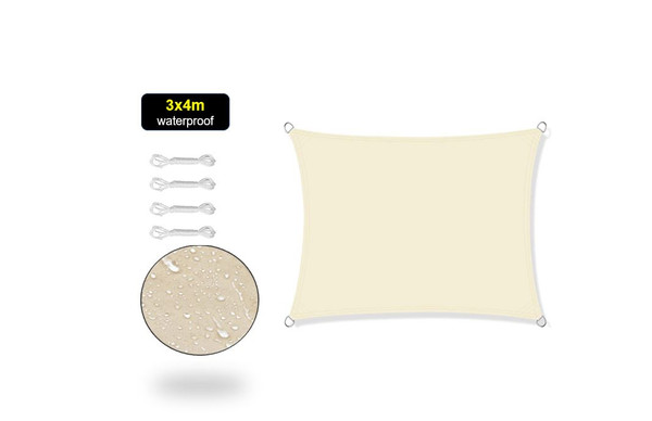 Waterproof 3x4m Sun Shade Sail Patio Sunscreen Awning Canopy Screen