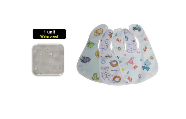 Blue Waterproof Baby Bibs Eating Drooling Teething