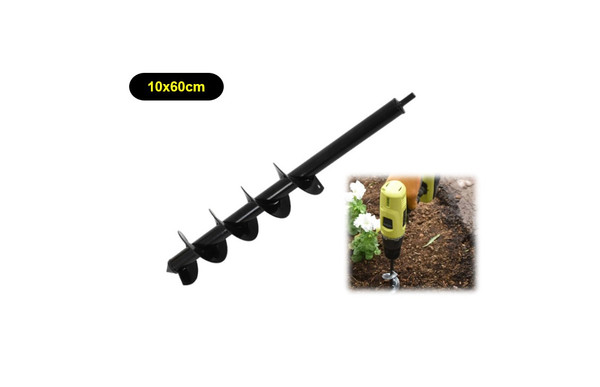 10 x 60cm Garden Auger Drill Bit Garden Auger Spiral Drill Bit Planter