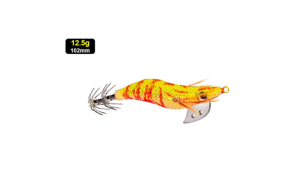 Yellow 12.5g Squid Jig Fishing Prawn Lure Night Fishing Natural Swimmer