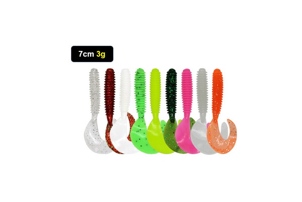 10pcs x 7cm Curly Long tail Grub 3.0g Soft Bait Jigging Soft Grubs 10pcs x 7cm Curly Long tail Grub 3.0g Soft Bait Jigging Soft Grubs