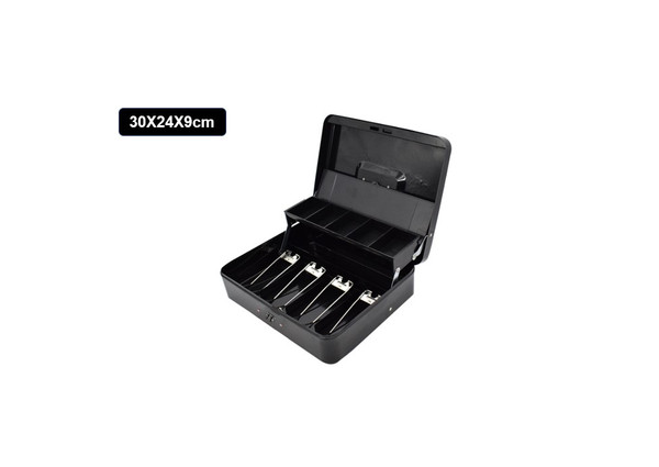 BLACK 30cm TIER COMBINATION Cash Money Box Black Petty Safe Tray 300mm