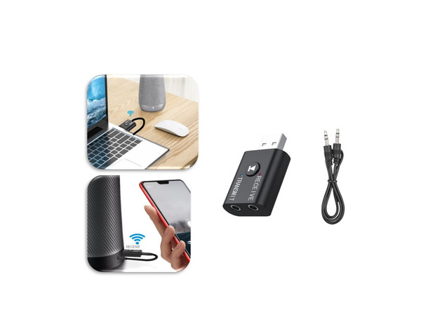 USB 2 in 1 Bluetooth 5.0 Transmitter Receiver 3.5mm AUX Wireless A4776