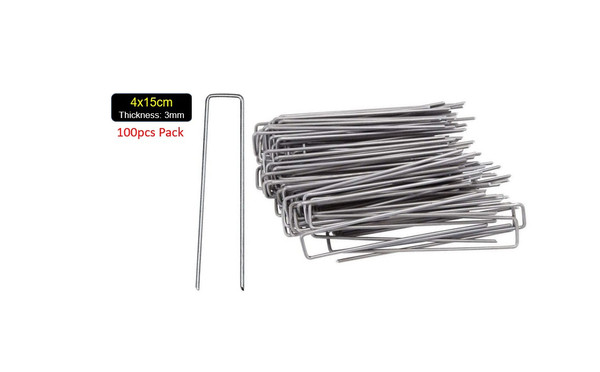 100pcs Weed Mat Pins Galvanised Garden Landscape Staples Pegs U shaped