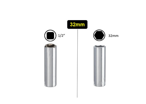 32mm Deep Socket Set 1/2" Square Drive Impact Socket Mechanic Metric Socket