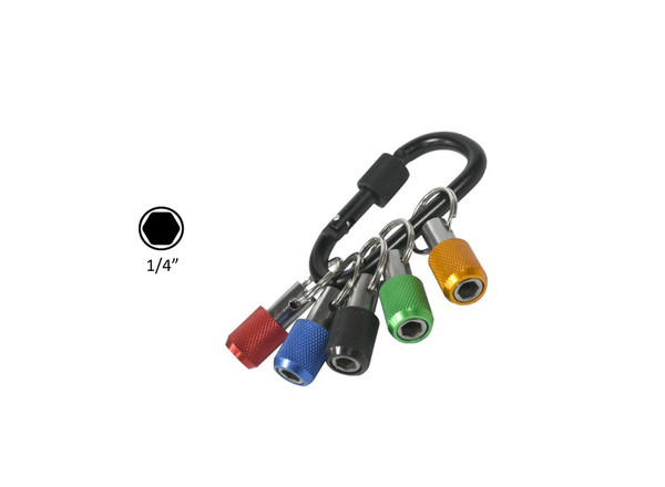 5pcs Hex Shank Screwdriver Bits Holder Keychain Screw Adapter Quick Release