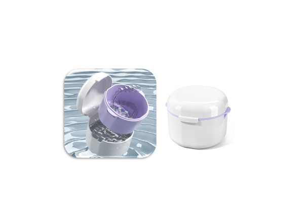 Portable Denture Box Retainer Case Easy Clean Denture Cup Strainer Storage