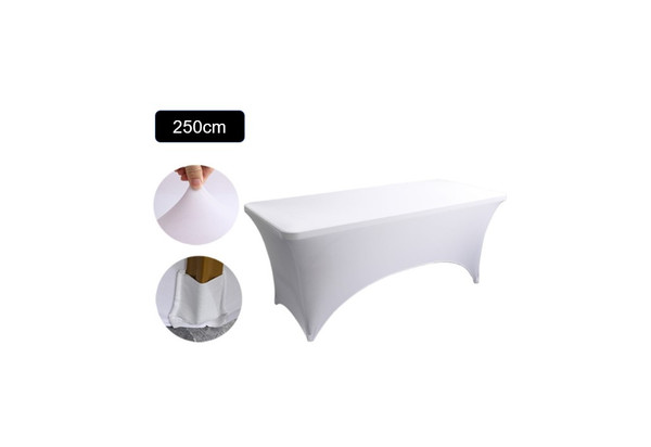 White 250cm Flexible Table Cover Spandex Elastic Wedding Party Dining