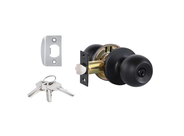 Black Ball Entry Door Knobs with Lock Key Entrance Handle Privacy Passage Black Ball Entry Door Knobs with Lock Key Entrance Handle Privacy Passage