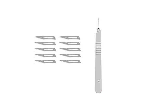 10pc Scalpel Blades No 11 Non Sterile with Scalpel handle 10pc Scalpel Blades No 11 Non Sterile with Scalpel handle