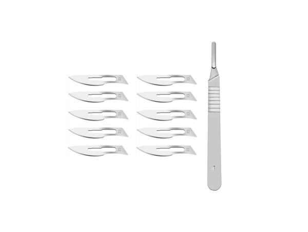 10pc Scalpel Blades No 23 Non Sterile with Scalpel handle 10pc Scalpel Blades No 23 Non Sterile with Scalpel handle